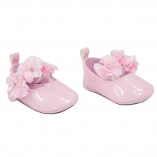 B2272-P: Pink Shiny PU Shoes (0-12 Months)